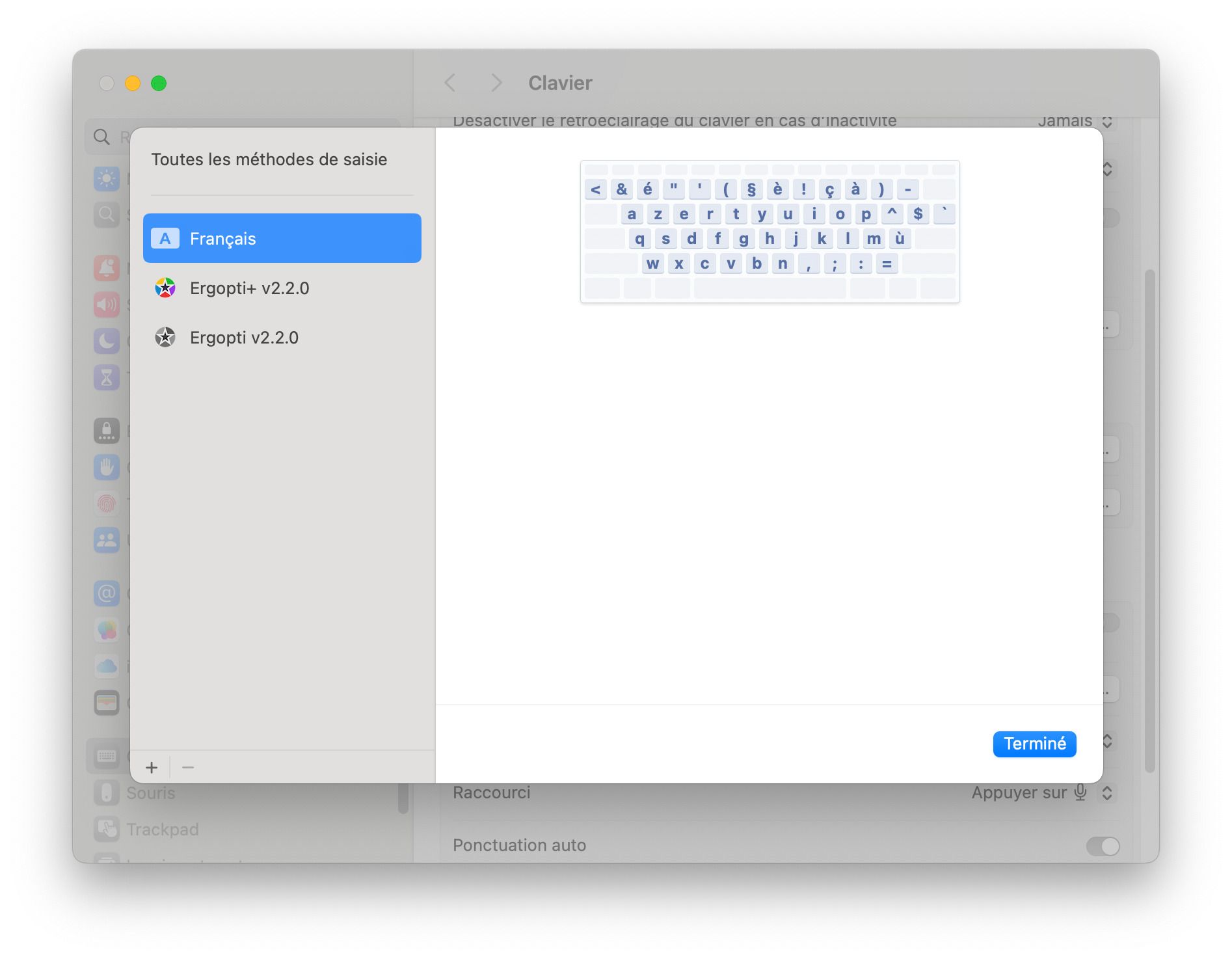 Screenshot 4/4 des paramètres macOS pour changer sa disposition de clavier